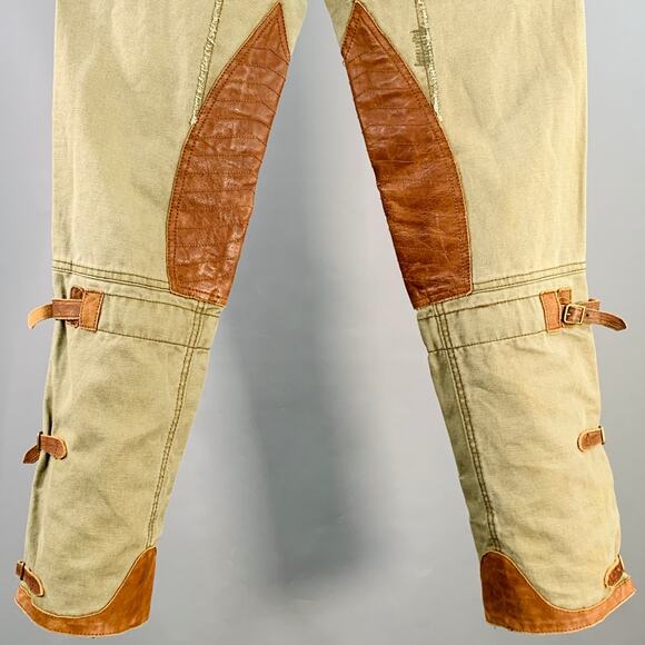 RALPH LAUREN Size 32 Olive Brown Linen Blend Jodhpurs Zip Fly Casual Pants - Picture 3 of 7